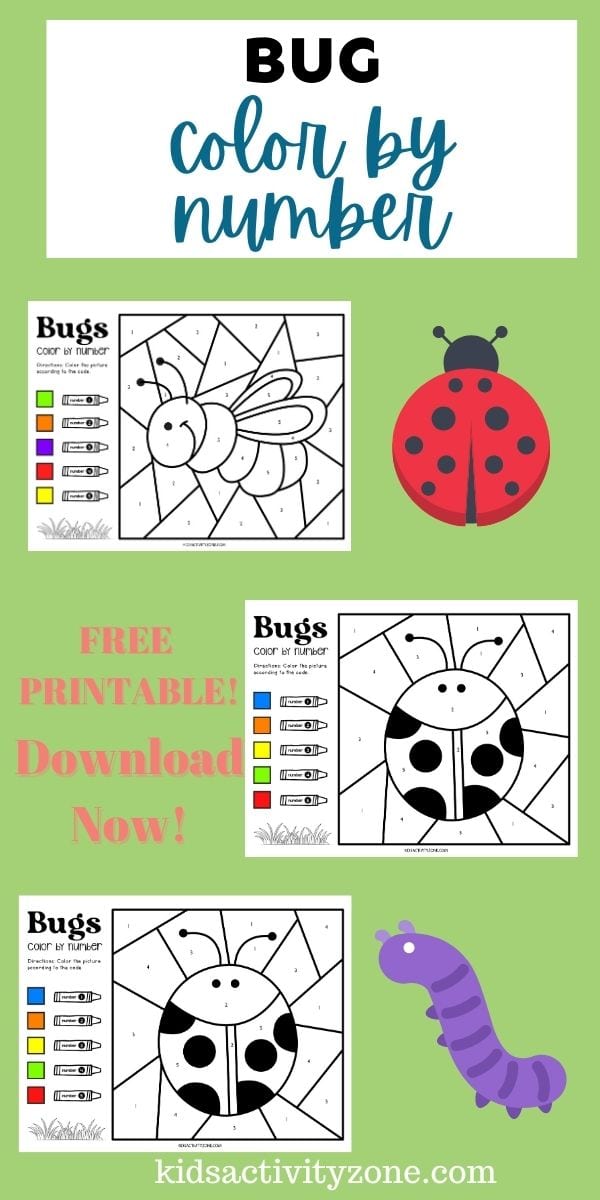Bug Color By Number is the perfect activity for kids that think bugs are cool! It also make the perfect activity if you have a unit study on bugs. Grab this free printable color by number packet that included 12 different printables with bugs.