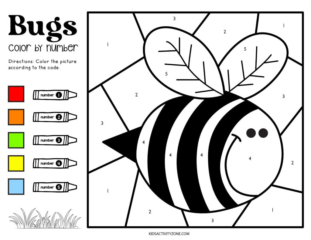 Bee Color By Number Printable