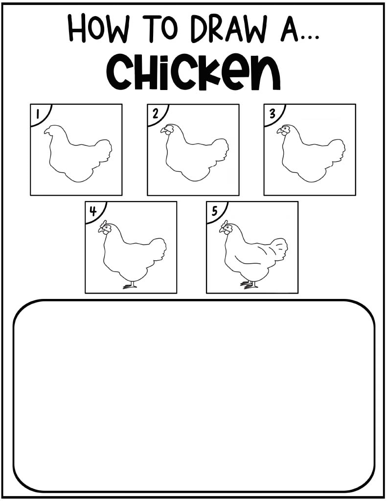 How to draw a chicken free printable