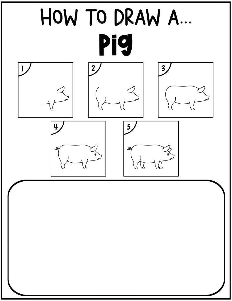 How to draw a pig free printable