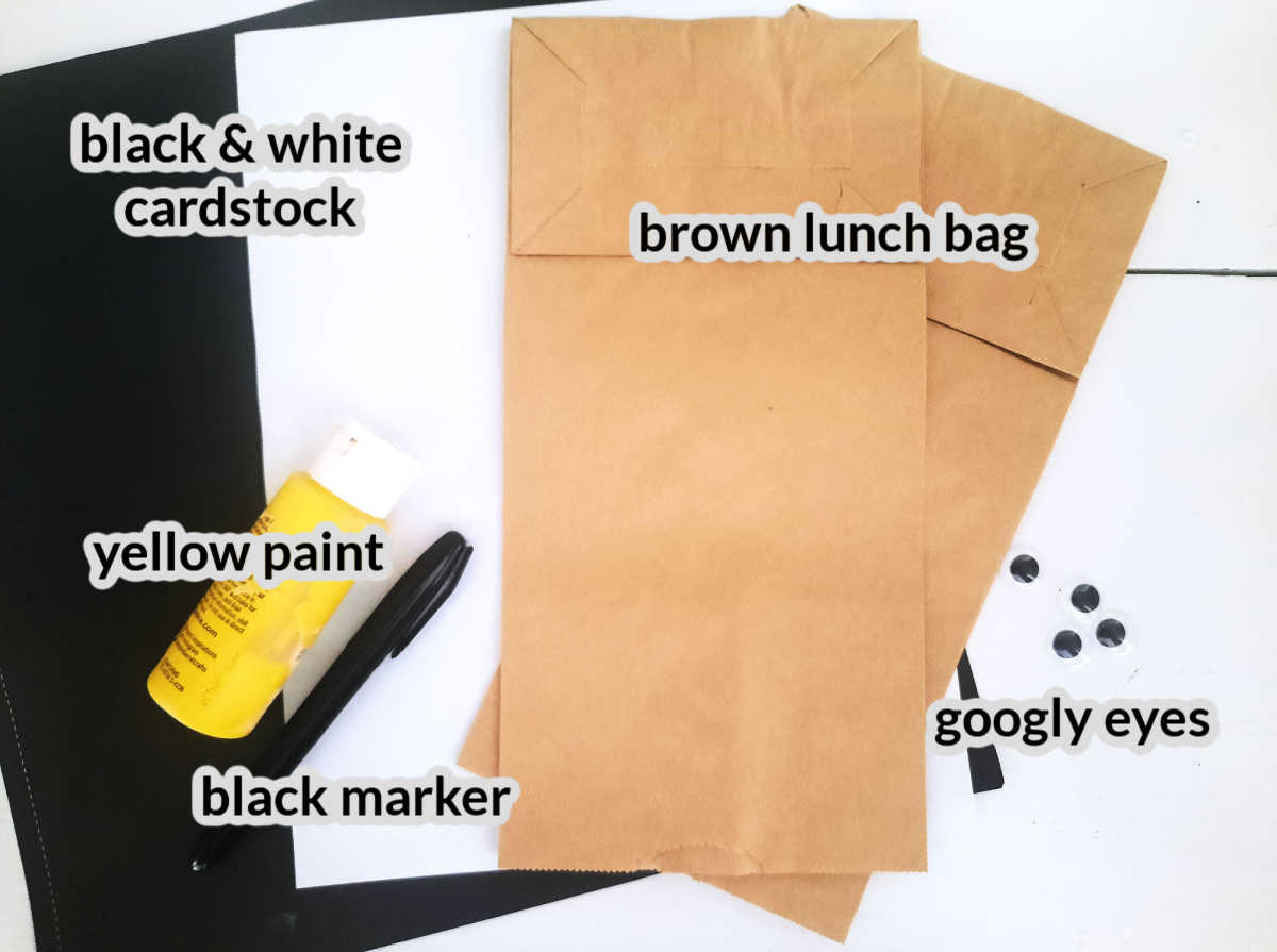 Overhead Image of the Paper Bag Bee Craft Supplies