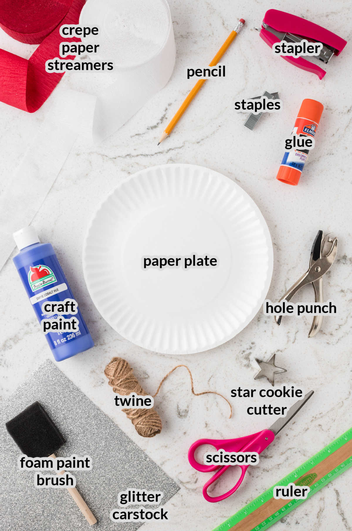 Overhead Image of the Paper Plate Flat Craft Supplies