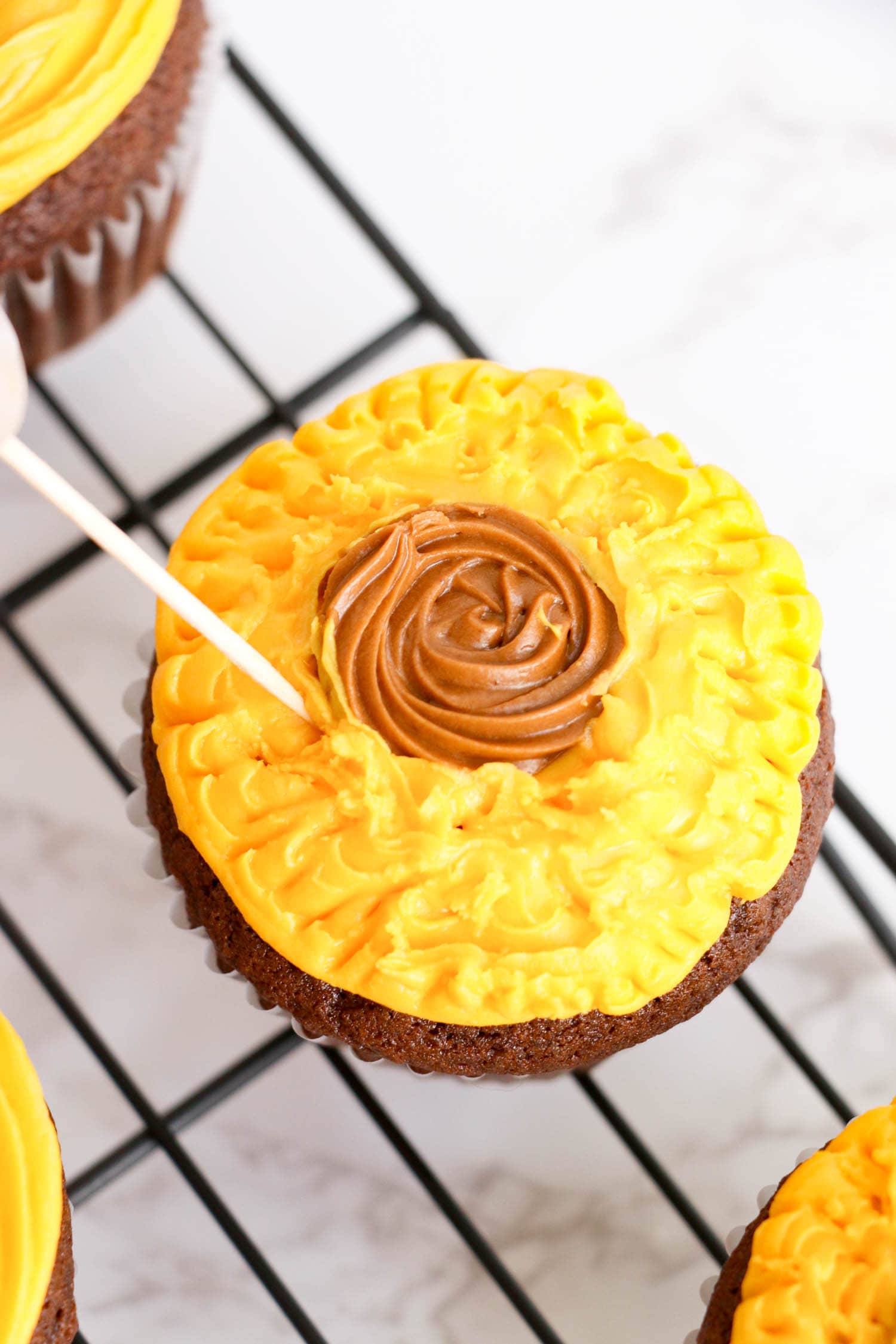 Use a Toothpick to Texture the Frosting like a Sunflower