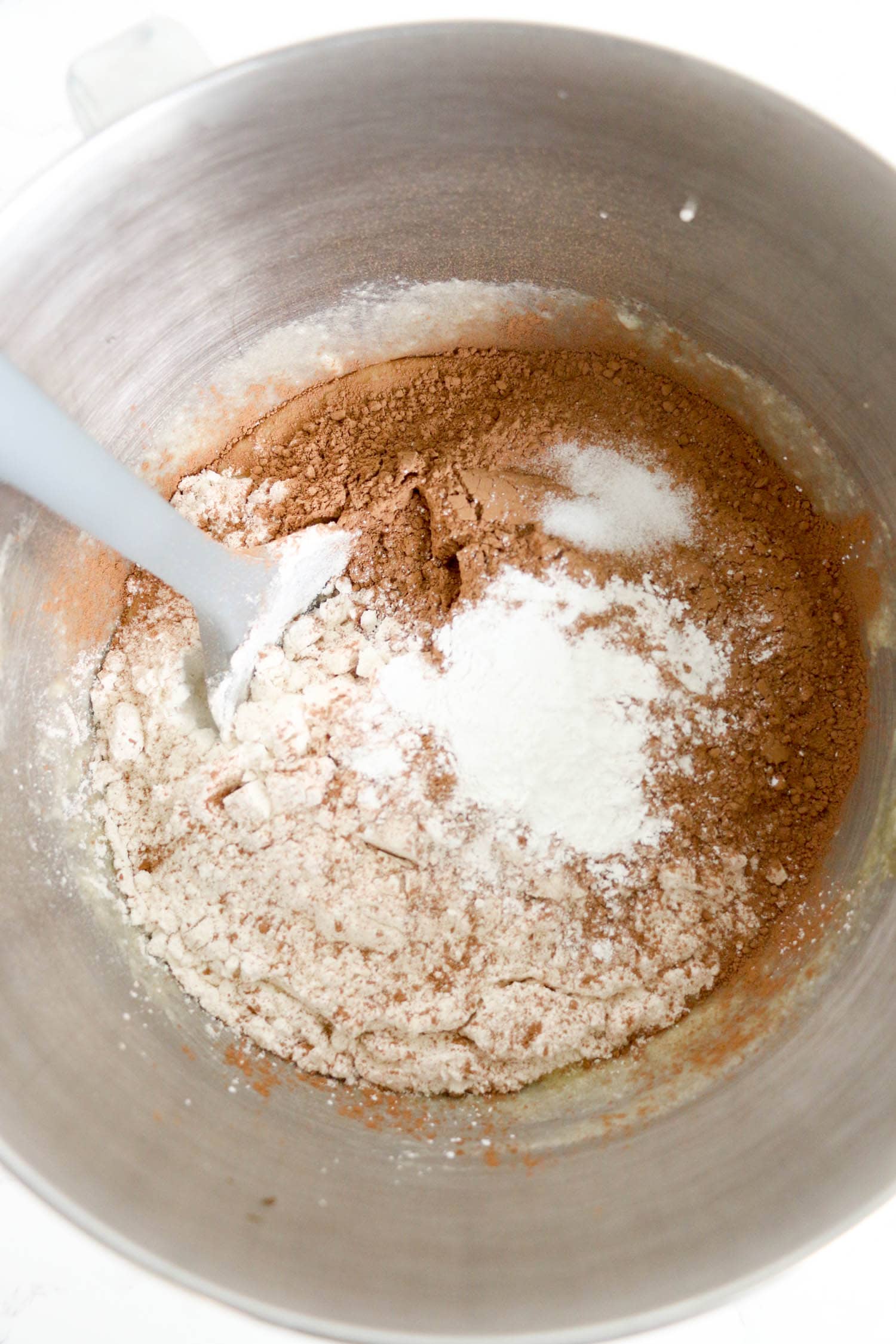 Then Add Flour, Coca Powder, Baking Powder and Salt