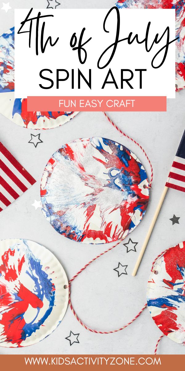 Kids love to help with this 4th of July Salad Spinner Paint craft. They have so much fun getting to spin the knob and see how the design turns out. No two are the same. It's the perfect 4th of July craft for kids.