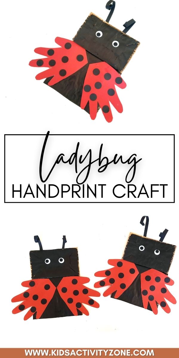 Fun and easy kids craft that's easy to make with household supplies. This Ladybug Handprint Craft is made with a paper bag to make it even easier. It's a fun activity for spring and summer.