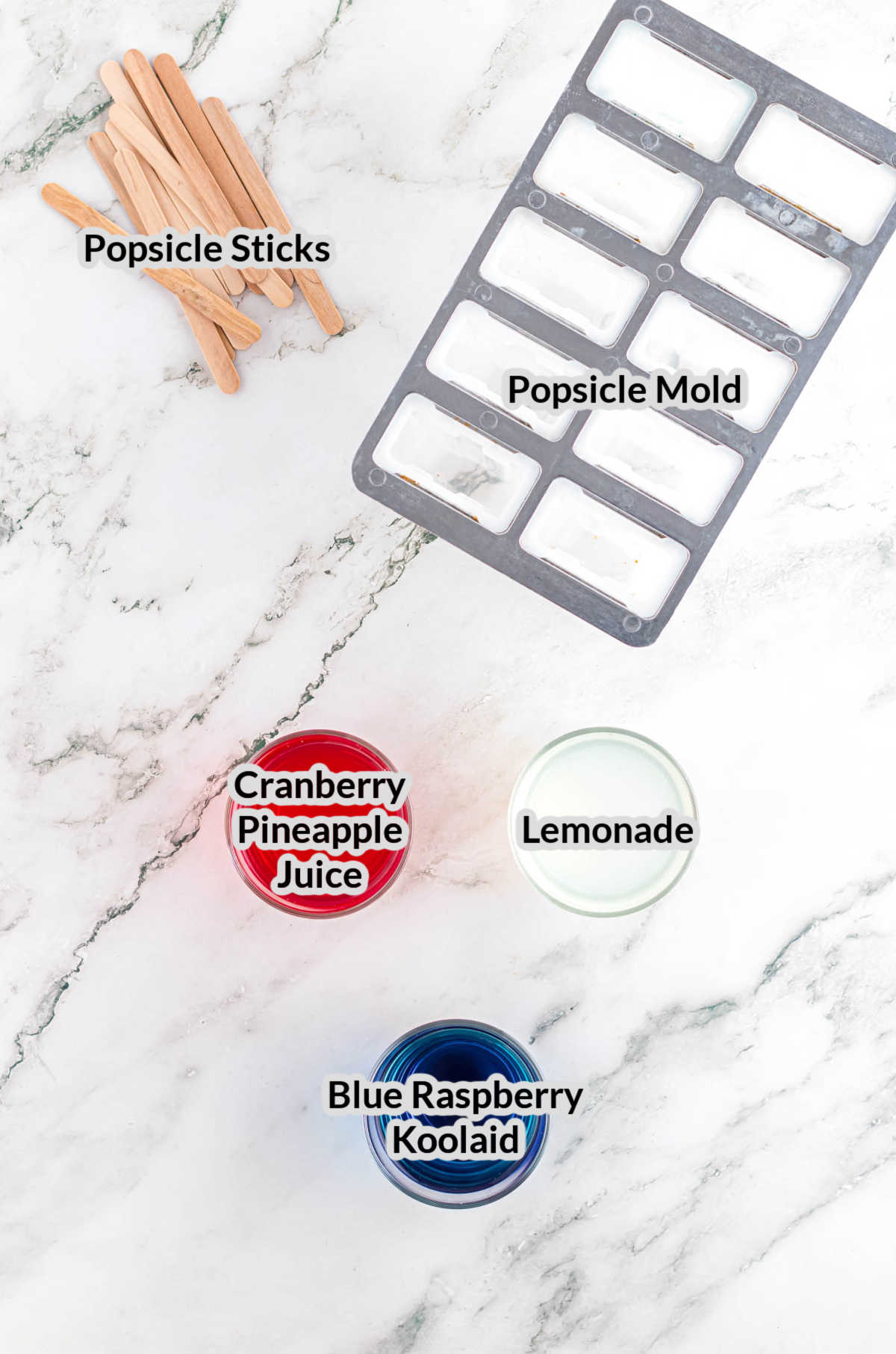 Overhead Image of the Red White and Blue Popsicle Supplies