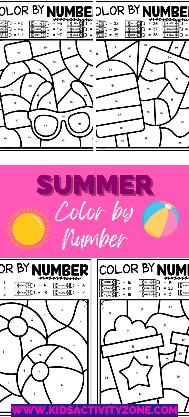 Rainy days during the summer can be a drag, but don't fret! Print off these Free Printable Summer Color By Numbers sheets. Tons of different summer scenes that the kids can color while stuck inside!