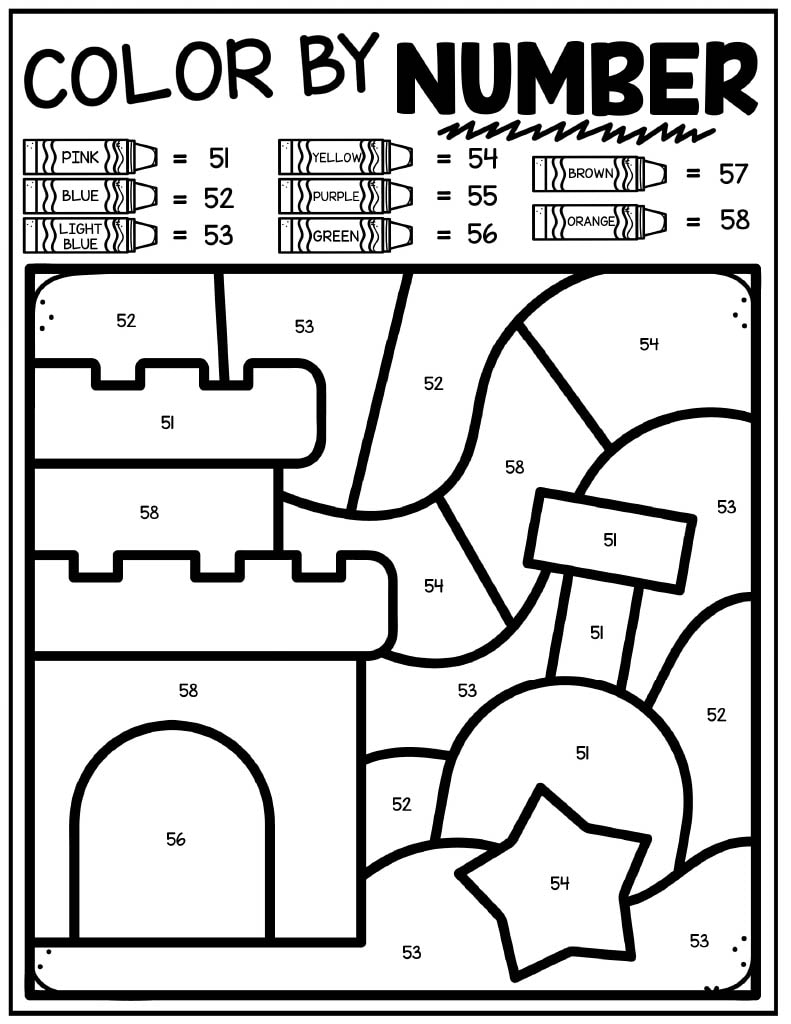 Sand castle color by numbers