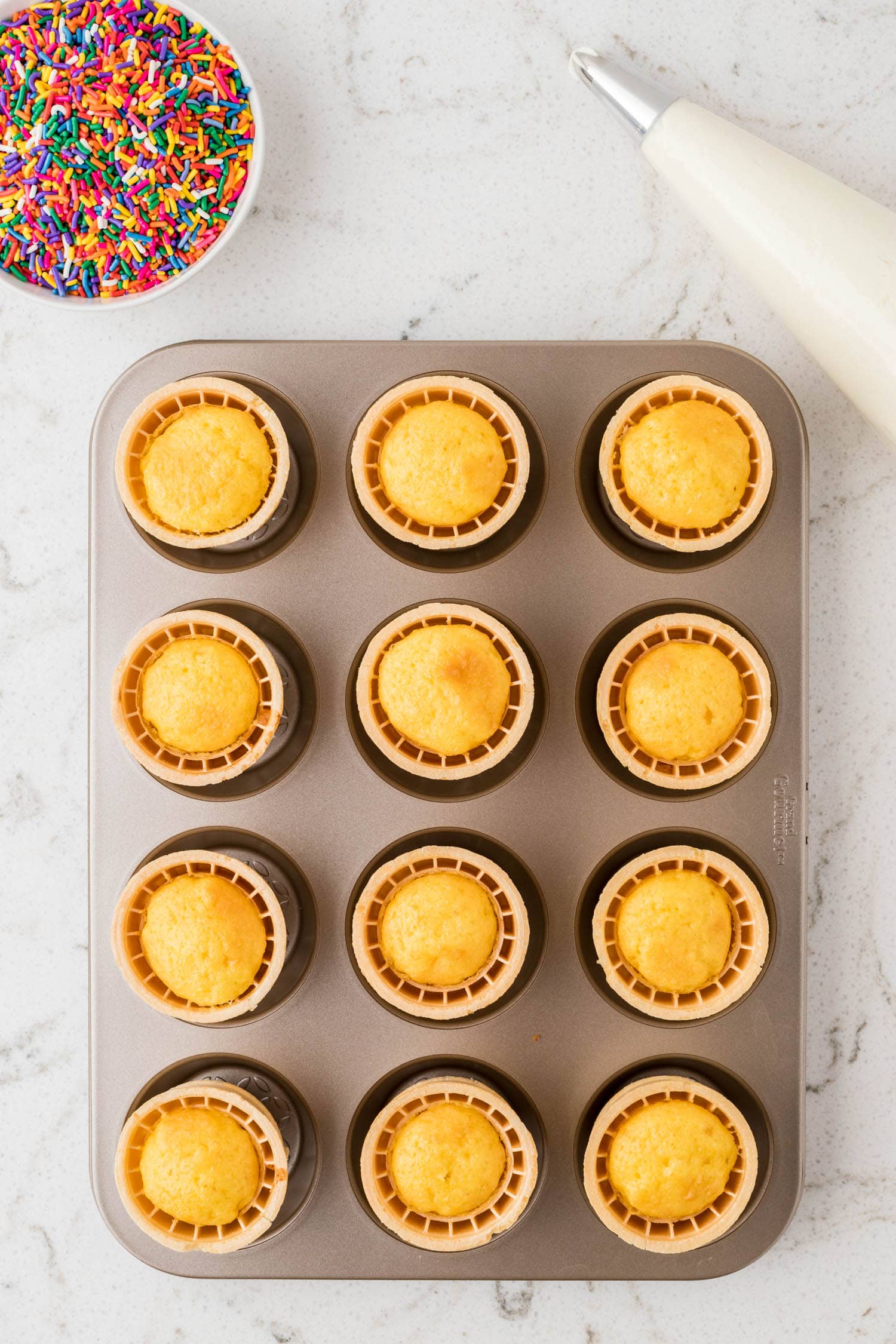 Bake the Cake batter according to the package