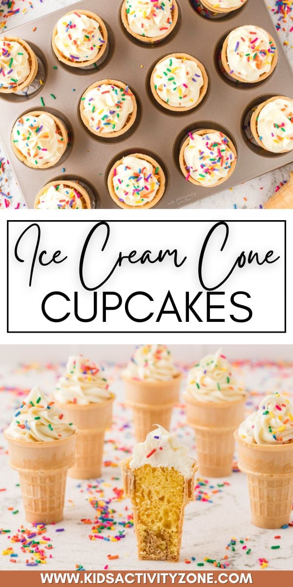 Kids will go crazy for Ice Cream Cone Cupcakes! That's right, a cupcake baked in an ice cream cone and topped with frosting and sprinkles. They are so much fun to make, eat and kids flip for them.
