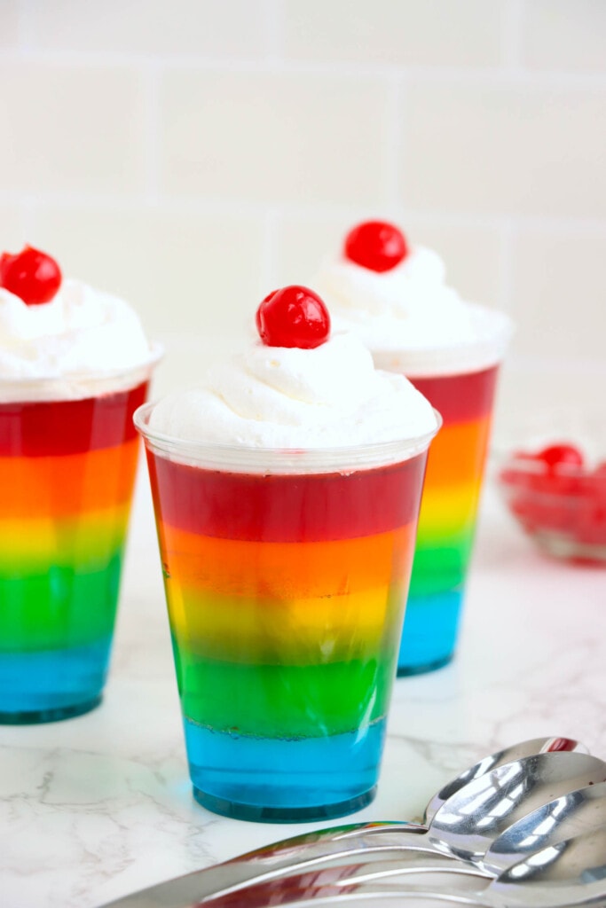Photo of Completed Rainbow Jello Cups