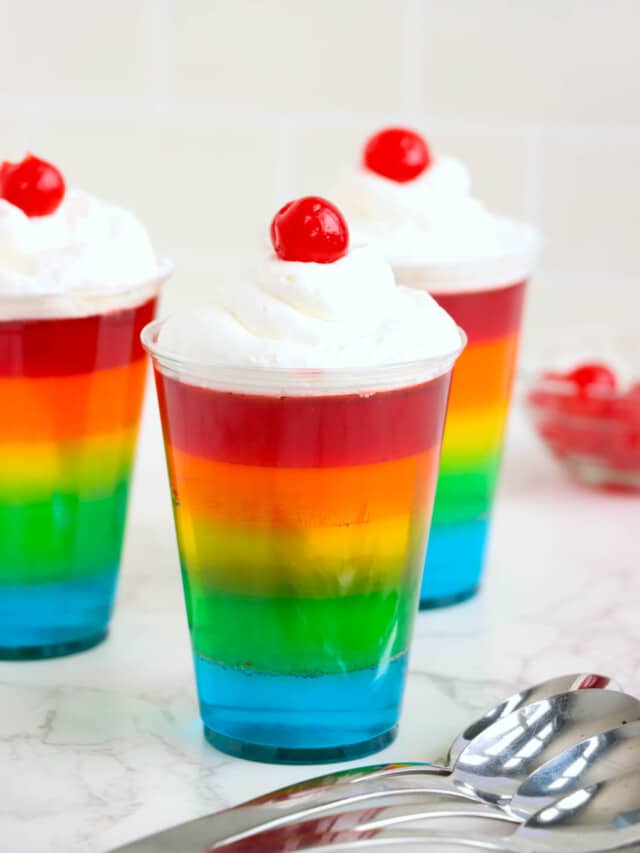 Photo of Completed Rainbow Jello Cups