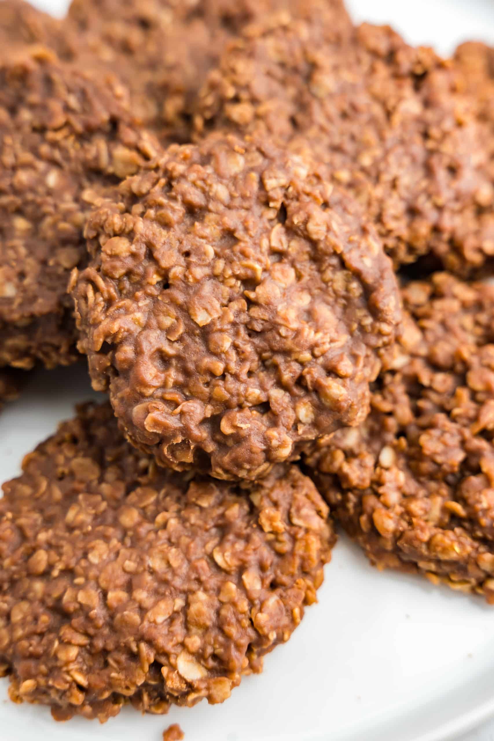 Close up Photo of a Cluster of no bake cookies.