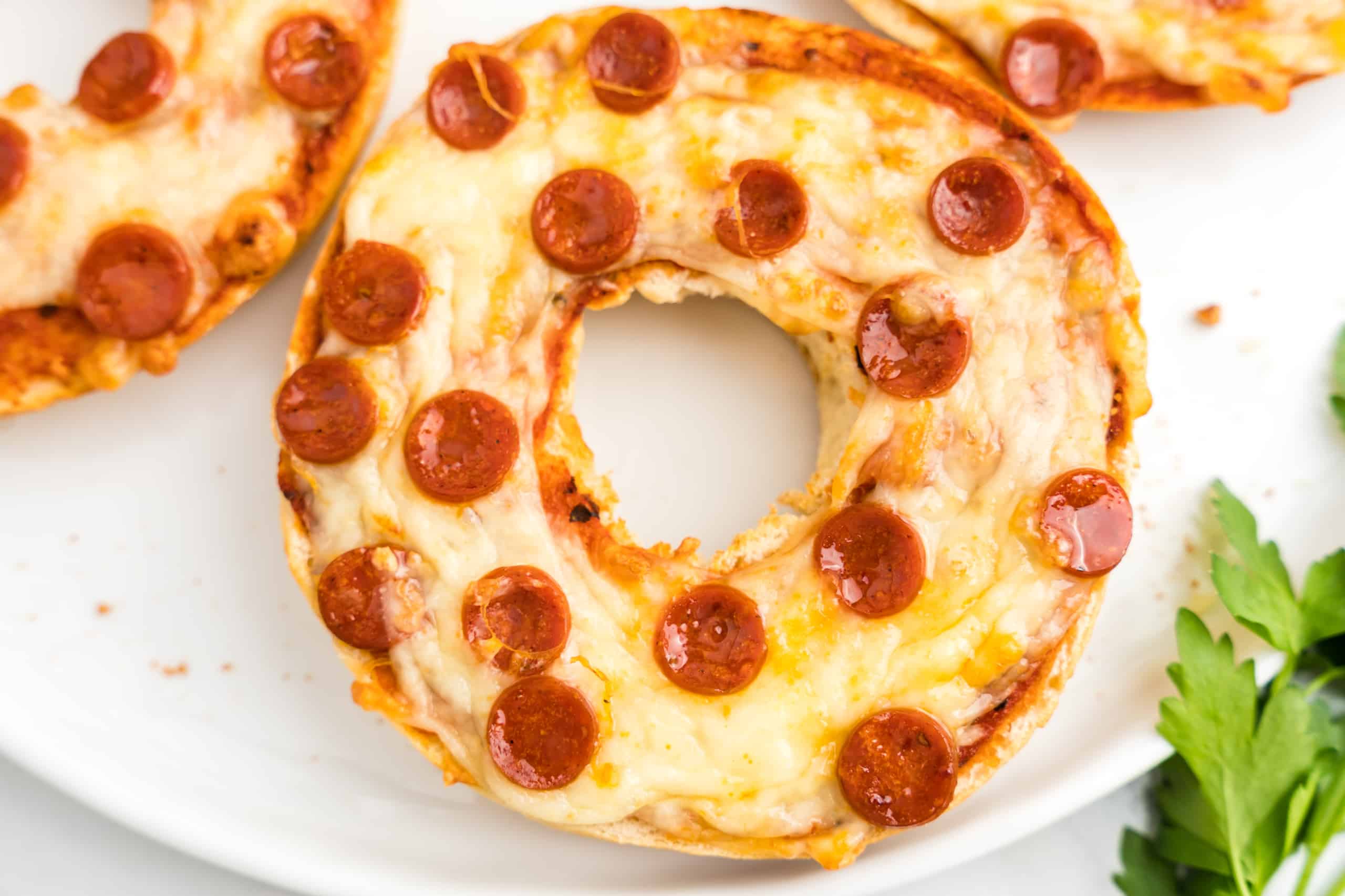 Close Up Photo of a Cooked Pizza Bagel