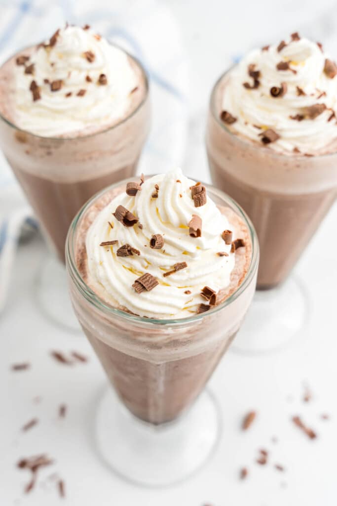 Overhead View of three Frozen Hot Chocolates
