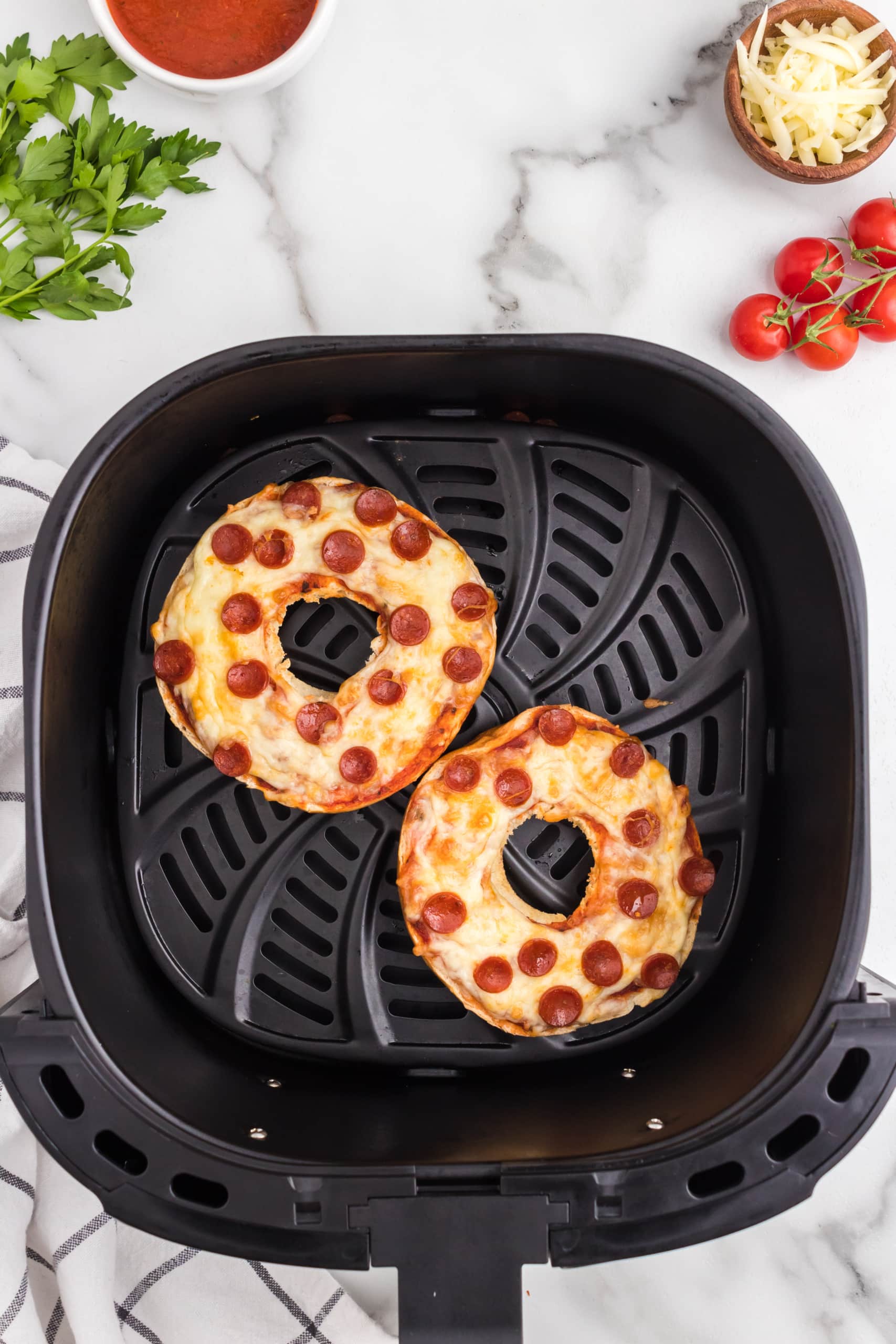 Completed Air Fryer Pizza Bagels