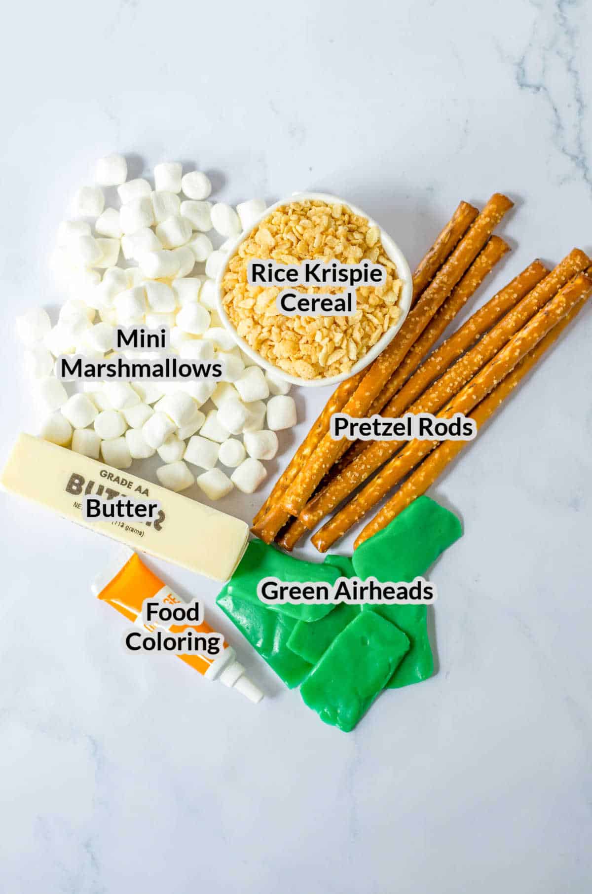 Overhead Image of the Pumpkin Rice Krispie Treats Ingredients