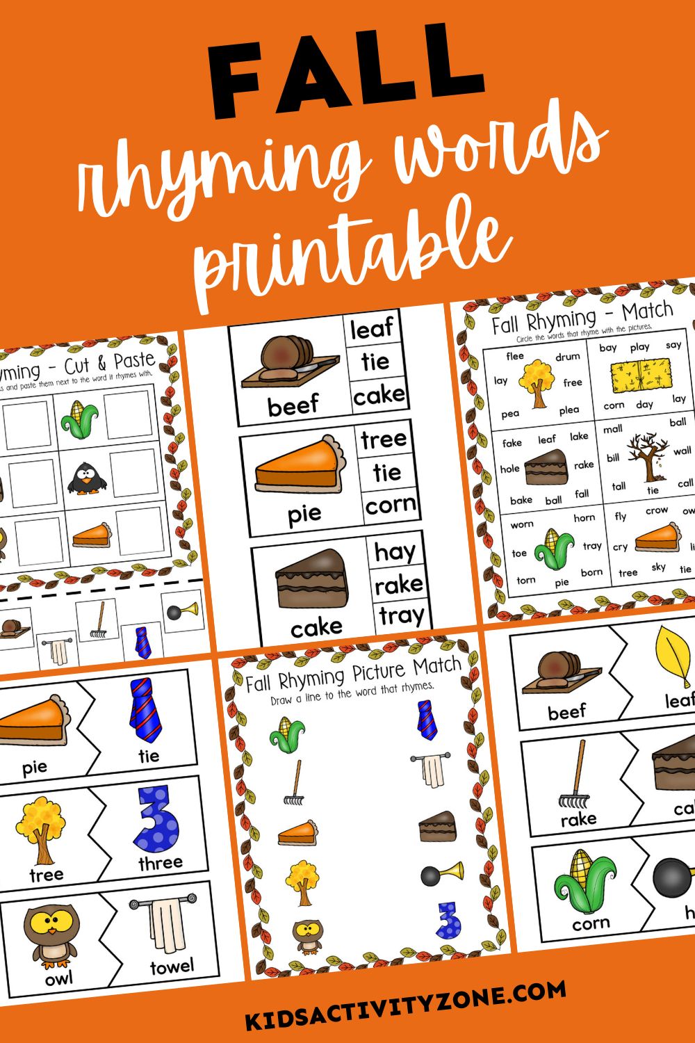 Fall Rhyming Words Printables - Featured Image