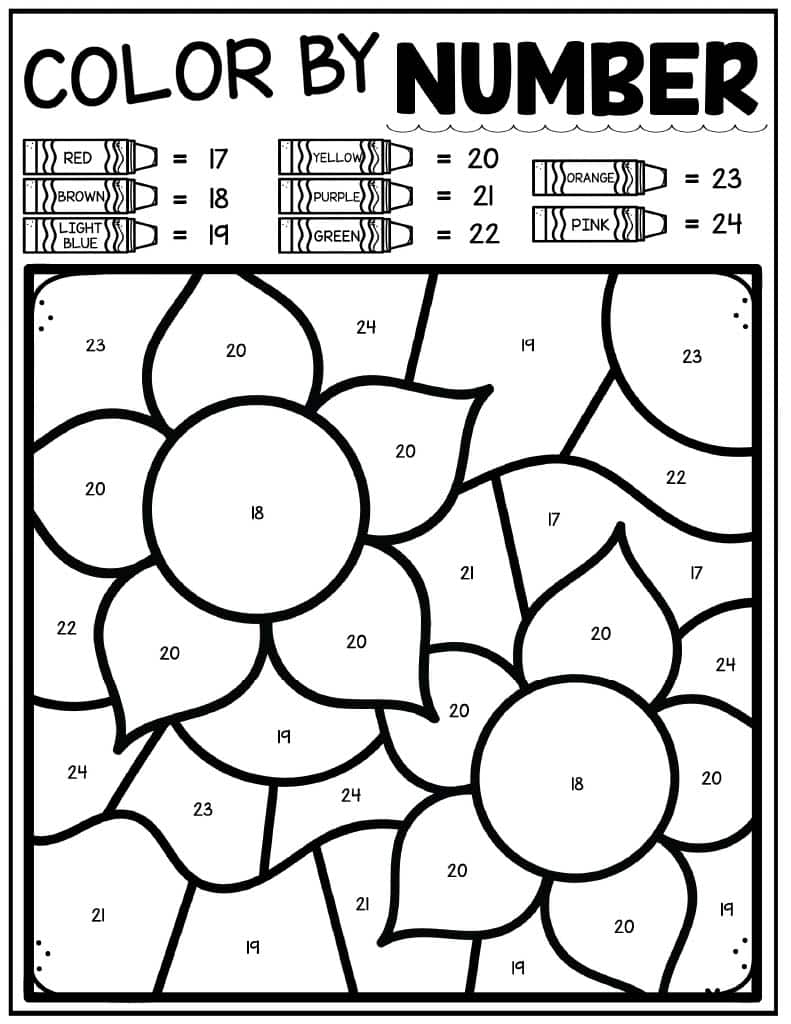 Flowers Color by number printable