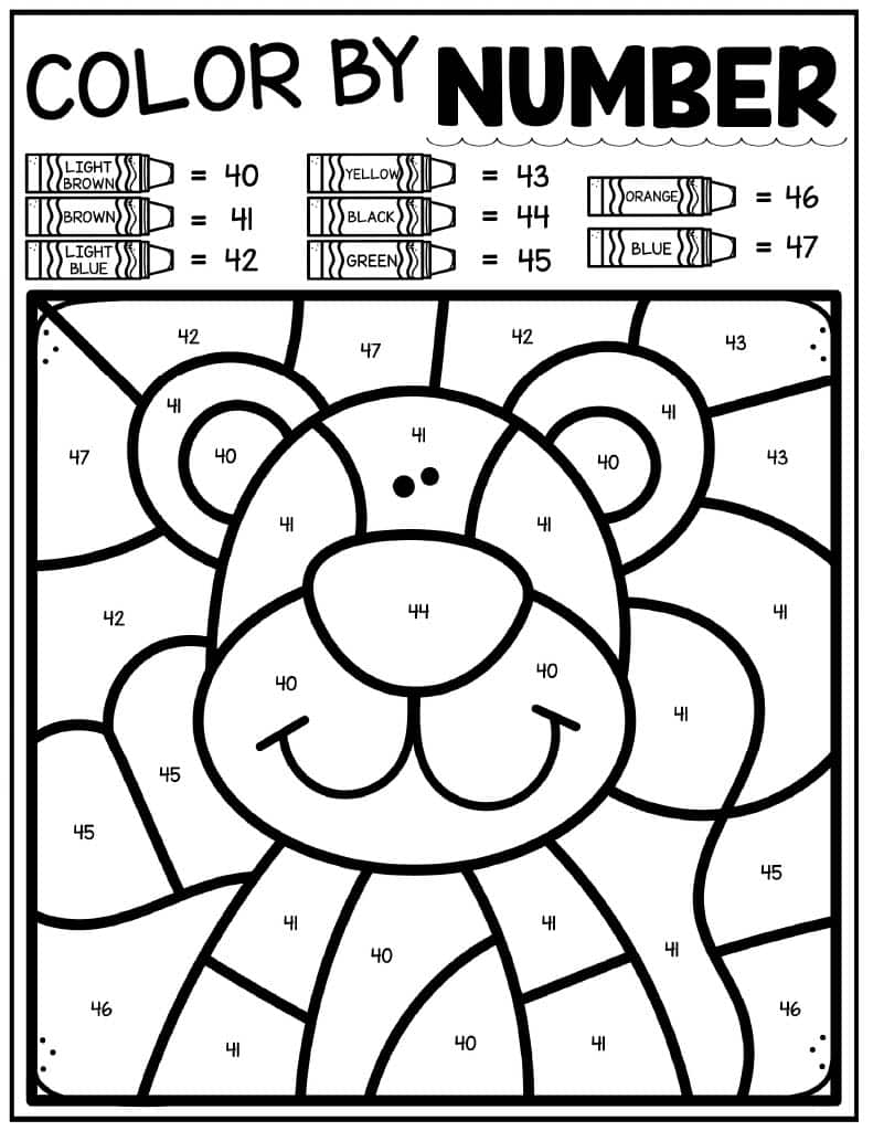 Teddy Bear color by number