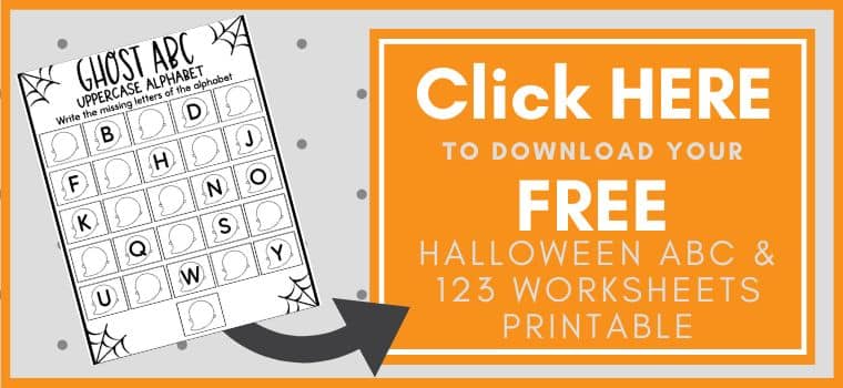 Halloween ABC & 123 Worksheets Printable Button
