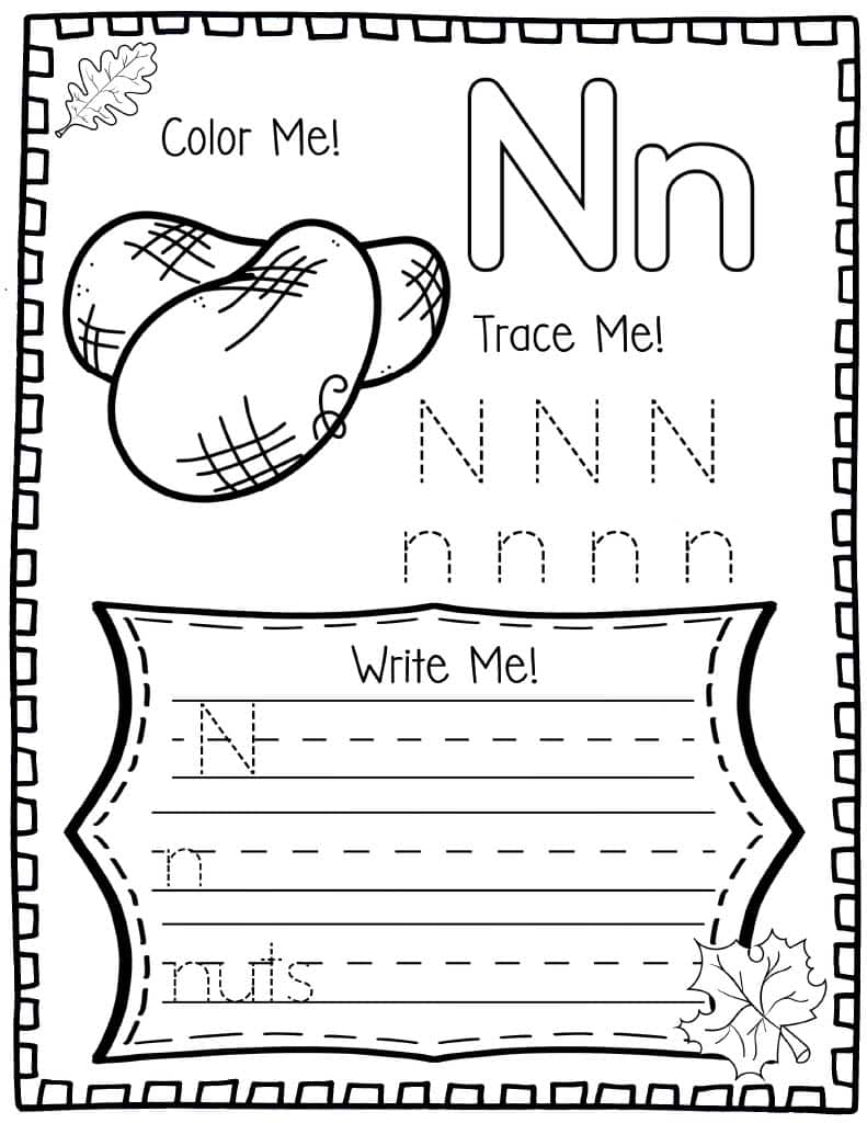 Letter N Alphabet Printable