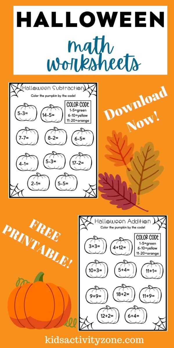 Explore our collection of Free Printable Halloween Math Worksheets, tailor-made for kindergarteners and preschoolers. These worksheets come complete with answer keys, making it easy to guide your little learners through their exercises. For an extra dose of excitement, let them color the pumpkins using the provided color code! Don't miss out on this opportunity to engage your children or students in math practice during the Halloween season. Download these delightful Halloween worksheets for endless fun and learning!