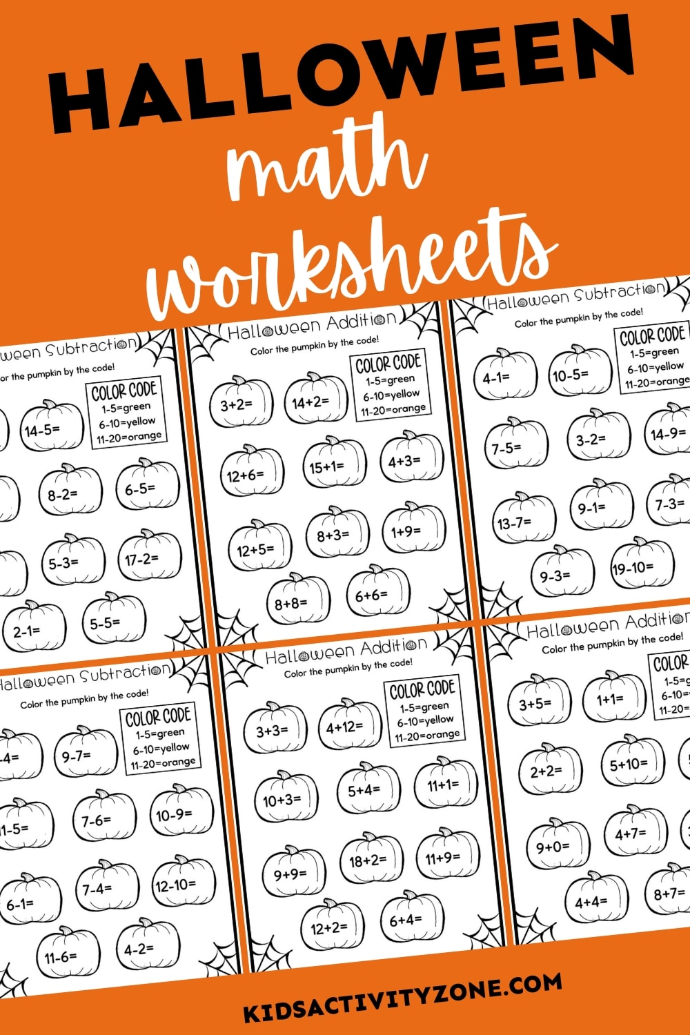 Halloween Math Worksheets for Kindergarten