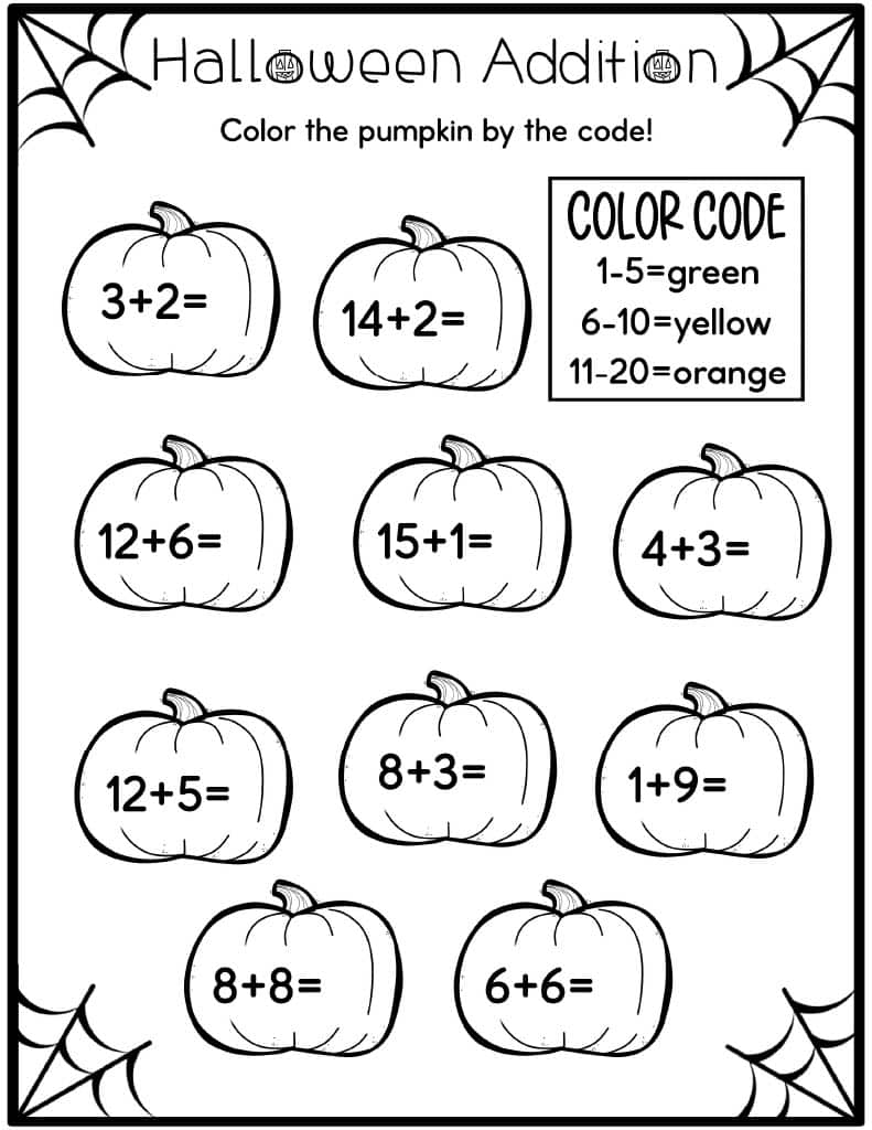 Halloween Math Addition Worksheet