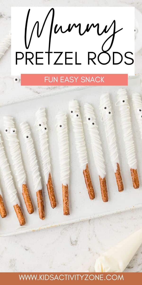 Dare to delve into our Mummy Pretzel Rods recipe! With pretzel rods, white almond bark, and edible candy eyeballs, we create Halloween treats that are both spooky and scrumptious. Make these fun, festive snacks at home with your kids!