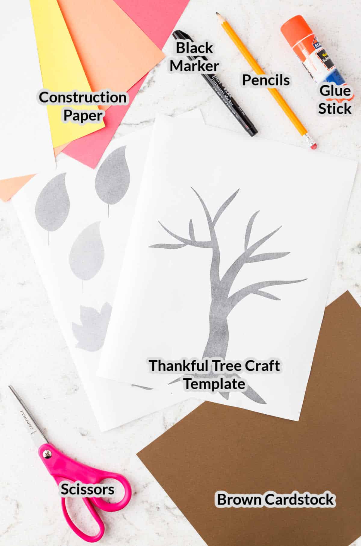 Overhead Image of the Thankful Tree Craft Supplies