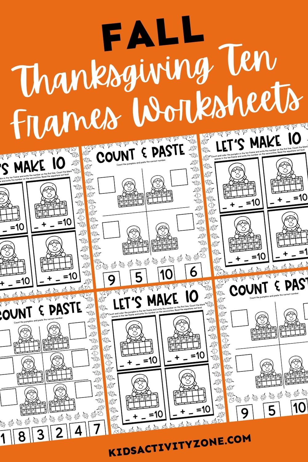 Thanksgiving Ten Frames Worksheets - Featured Image