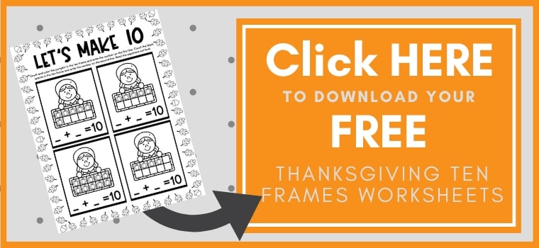 Thanksgiving Ten Frames Worksheet Printable Button Image