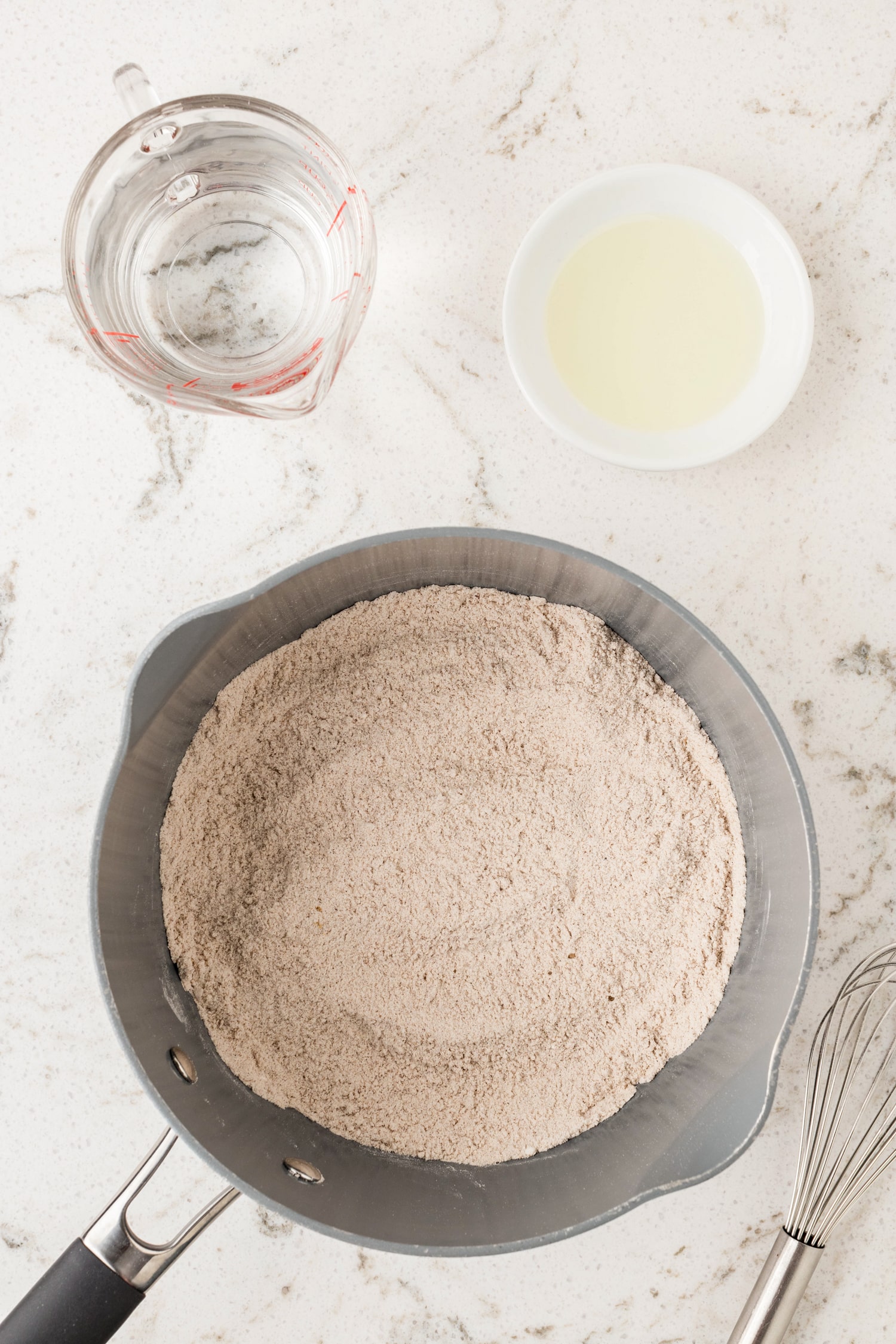 All Dry ingredients whisked together.