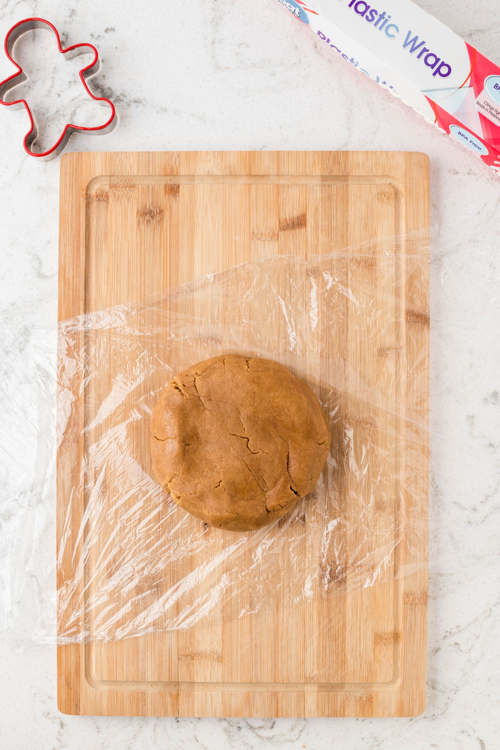 Once the dough has chilled cut it in half.