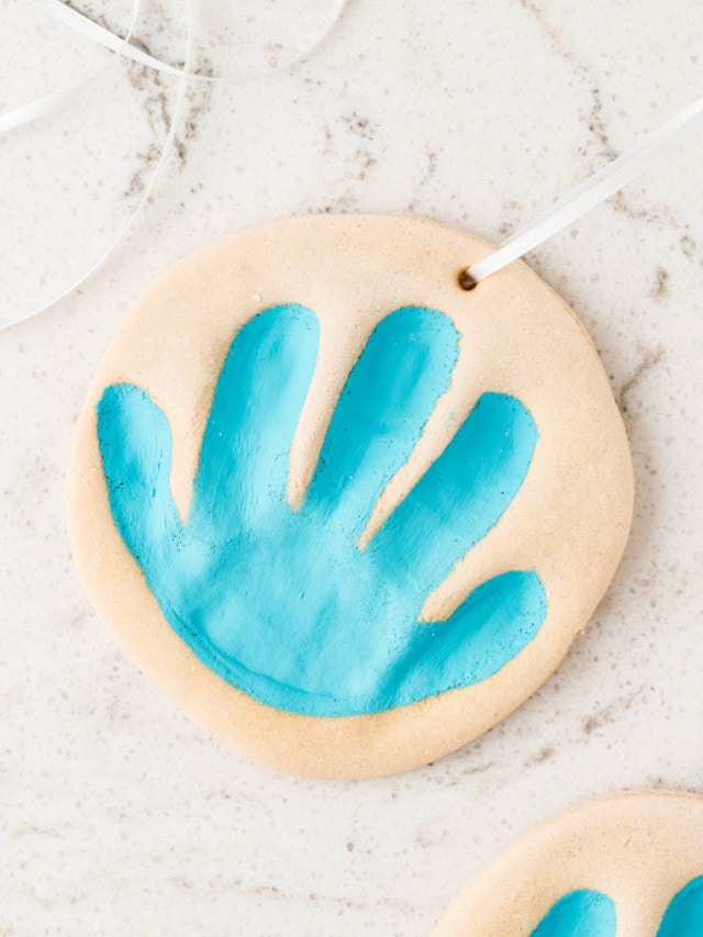 Handprint Ornament made with the Salt Dough Recipe.