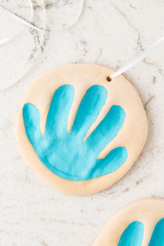 Handprint Ornament made with the Salt Dough Recipe.