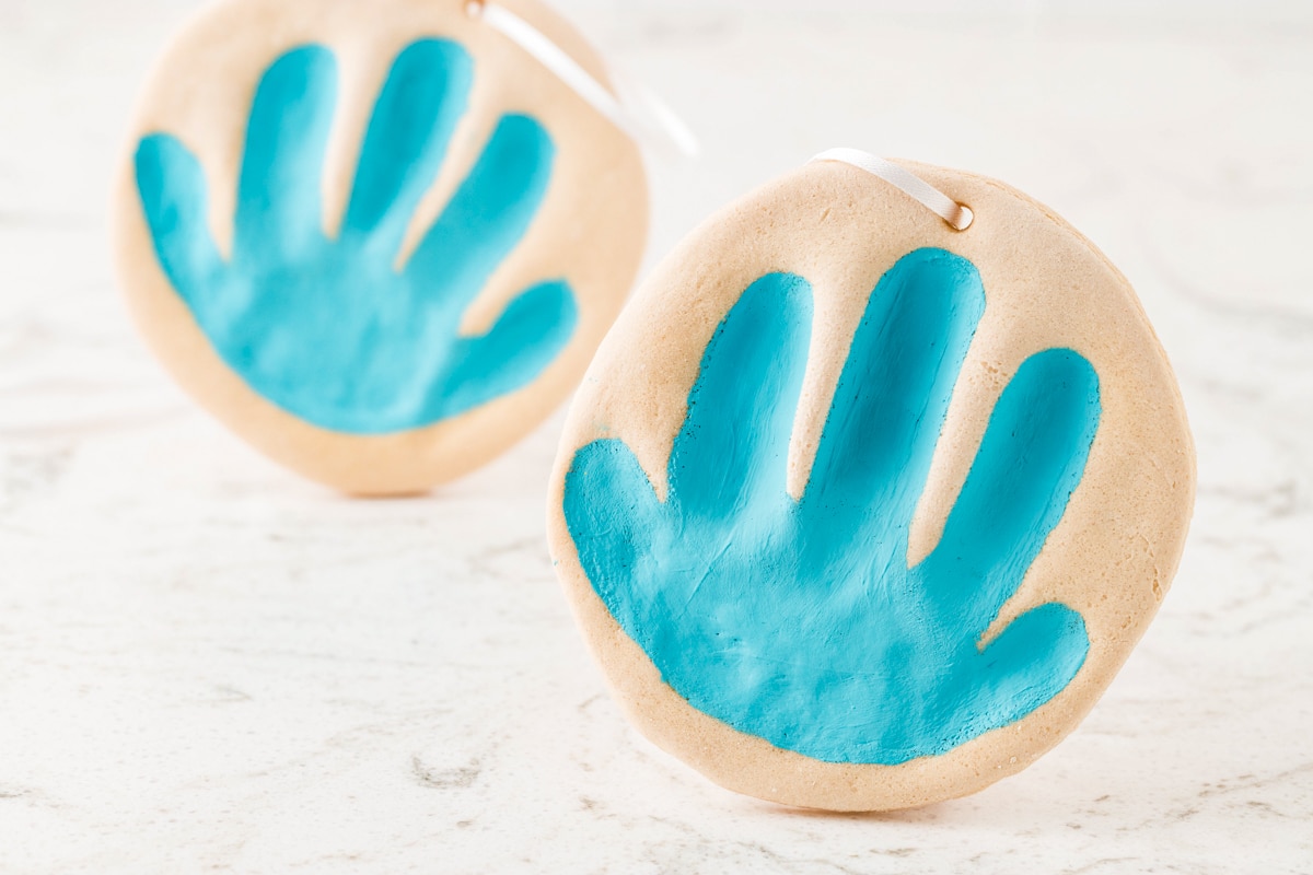 Handprint cookie dough ornament.