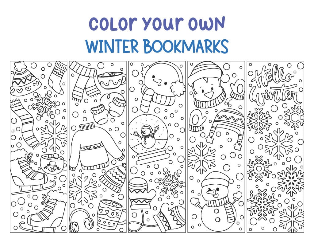 Winter Bookmarks Printable collage image