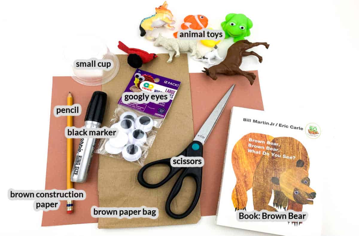 Overhead Image of the Brown Bear Paper Bag Craft Supplies