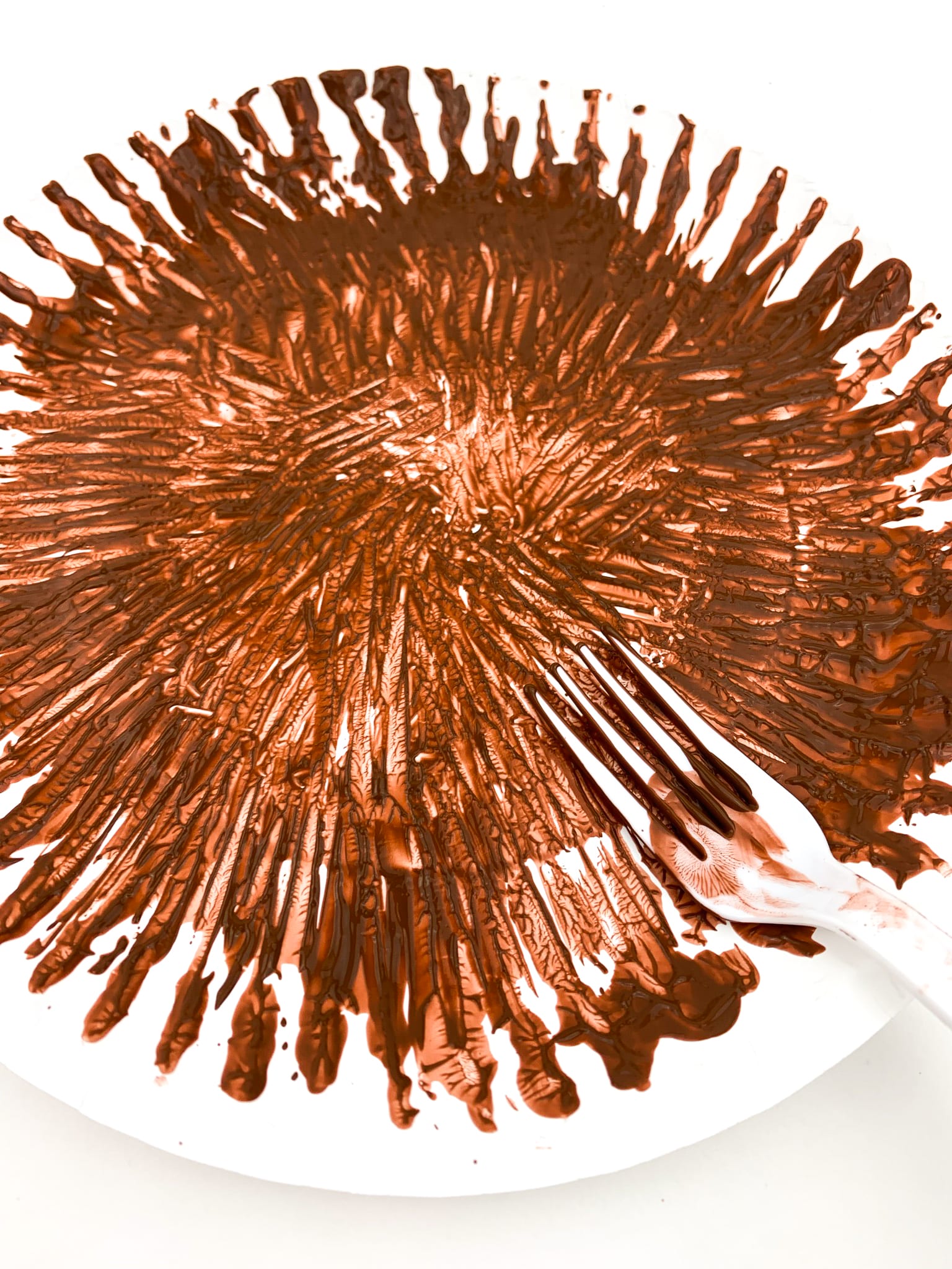 Cover the whole plate with brown painted fork imprints. This makes up the bears head.