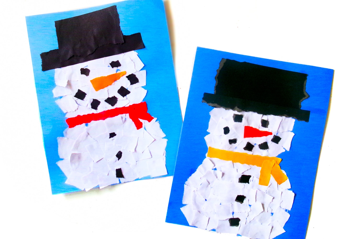 Ripped paper snowman craft finished images