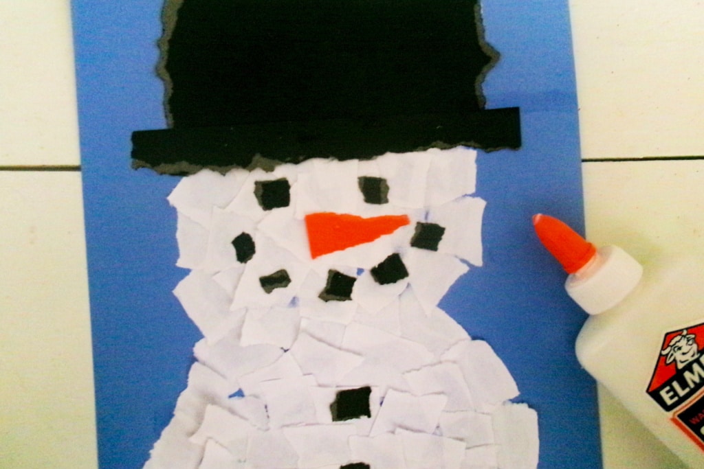 Ice Paper Ripping Craft Torn Paper Snowman Craft - Kids Activity Zone