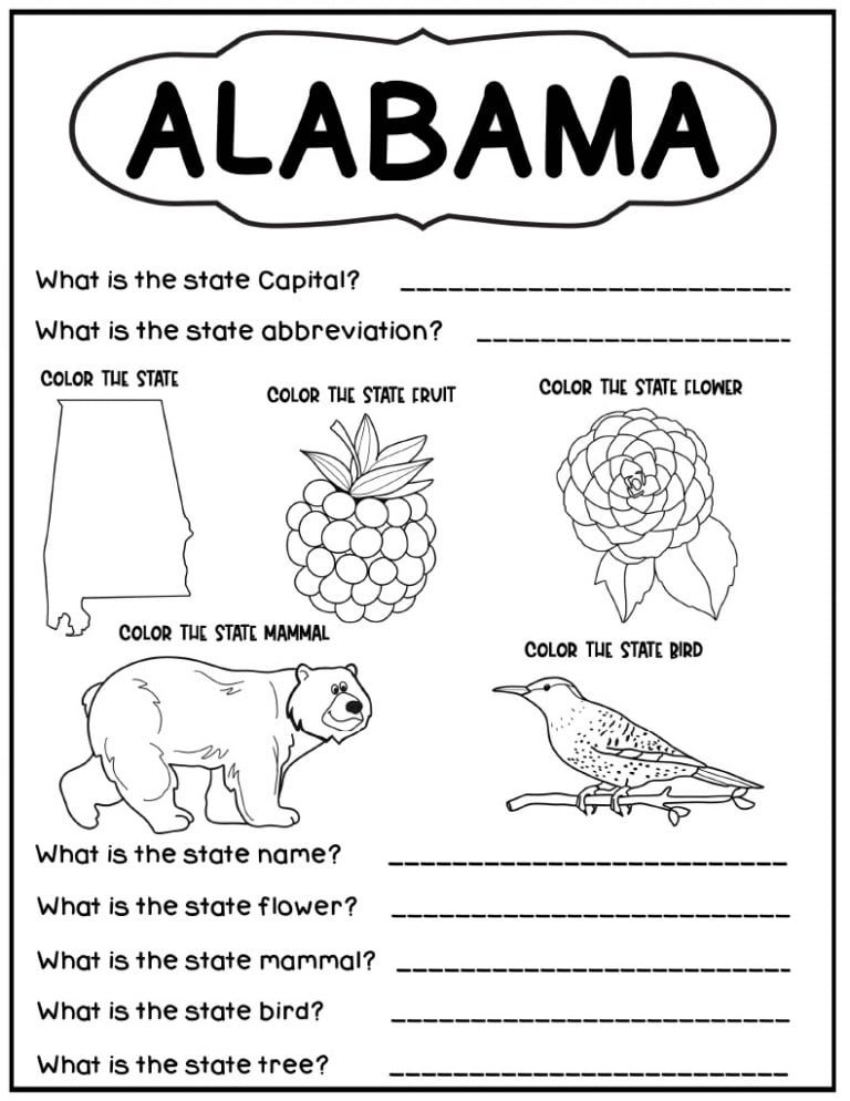 States and Capitals Worksheets - Kids Activity Zone