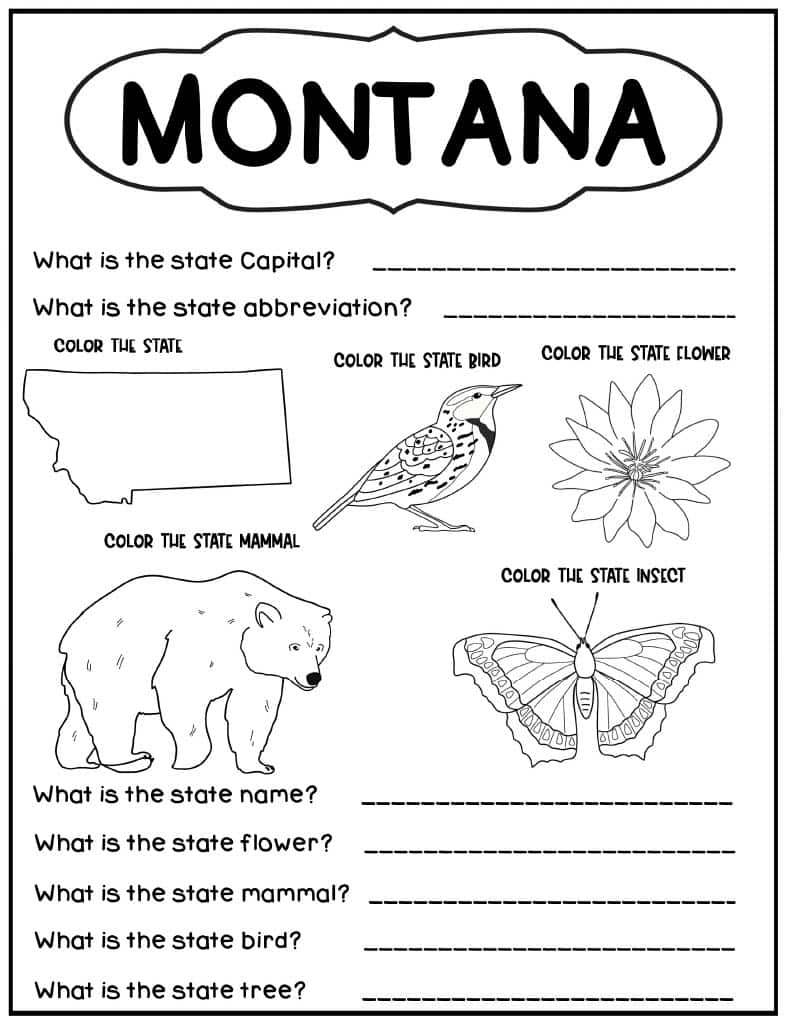 Free Printable Montana State Worksheets