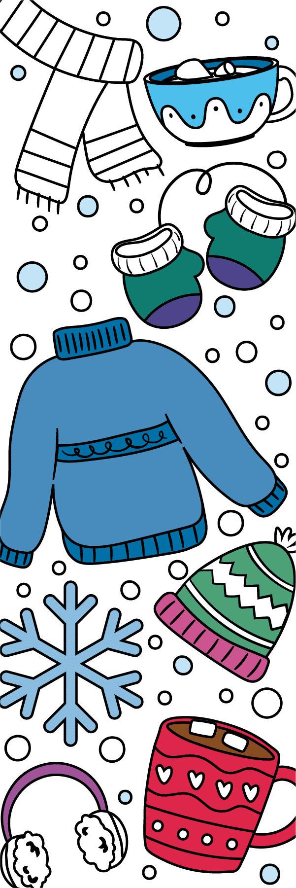 Colored in winter bookmark printable