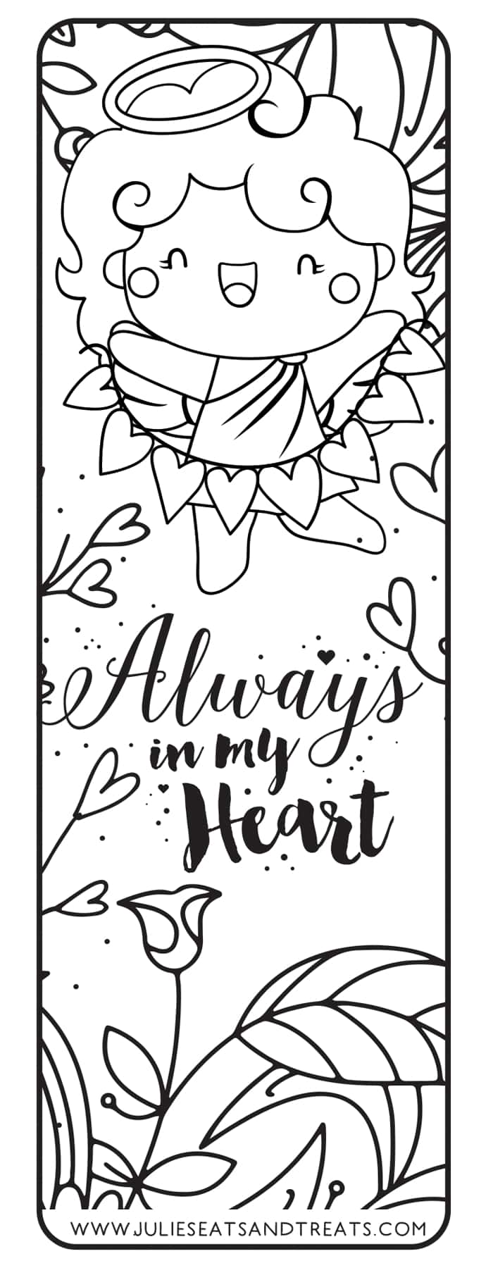 Always in My Heart Valentines Printable Bookmark