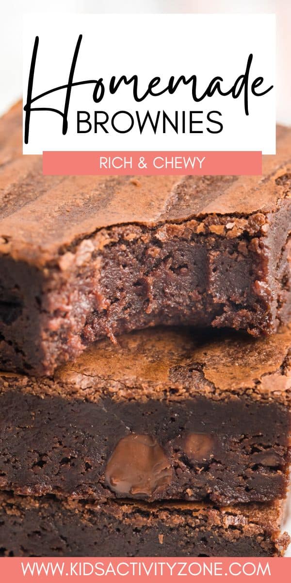 Rich, chewy homemade brownies that are the BEST ever! They have those cripsy edges you love along with a fudgy middle. The only decision is which one will you grab first? This easy brownie recipe is going to disappear instantly.
