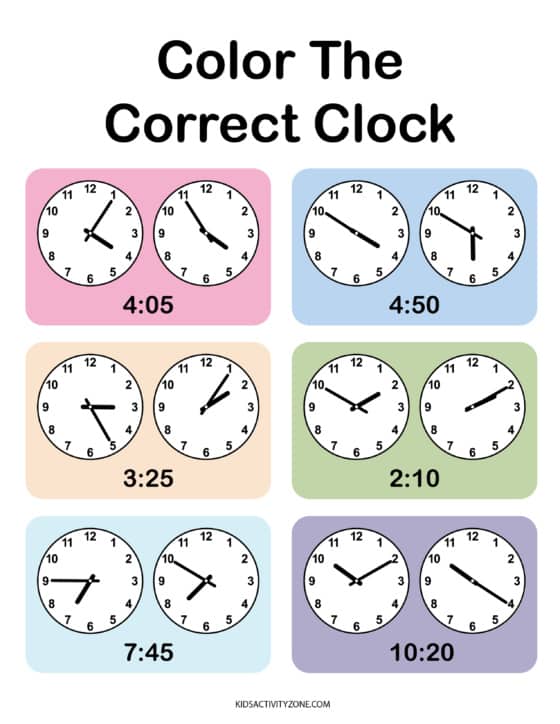 Learn How to Tell Time Worksheets - Kids Activity Zone